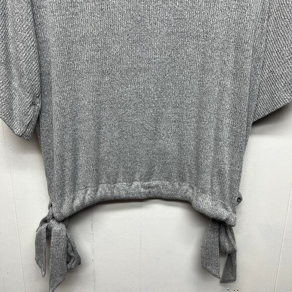 Gap Women's Gray Short Wide Sleeve Oversized Sweater Size Small Side Tie - Picture 8 of 11